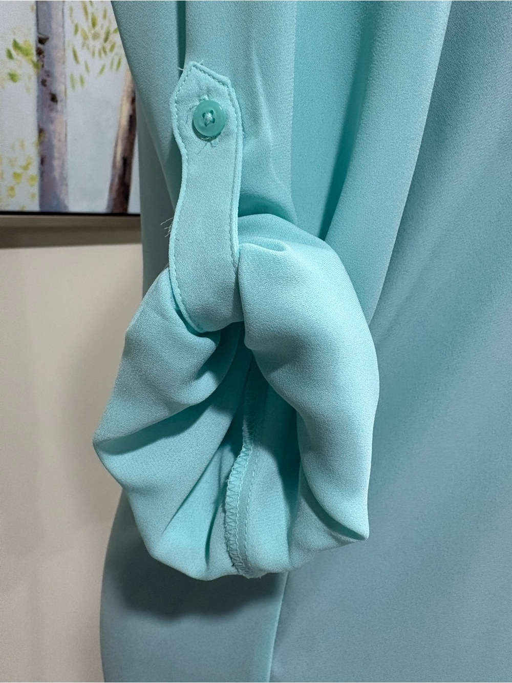 Apt. 9 Mint Button-Front Women's Blouse with Roll-Tab Sleeves - Picture 9 of 16